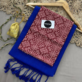 Royal Blue Handloom Cotton Saree With Patola Print Blouse